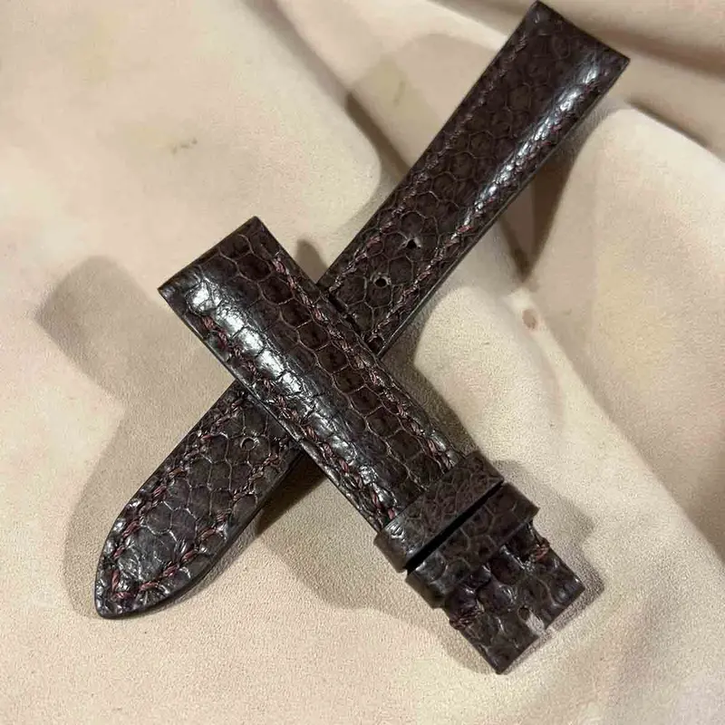 sna-73 シースネイク（ウミヘビ）腕時計ベルト ダークブラウン (ラグ幅