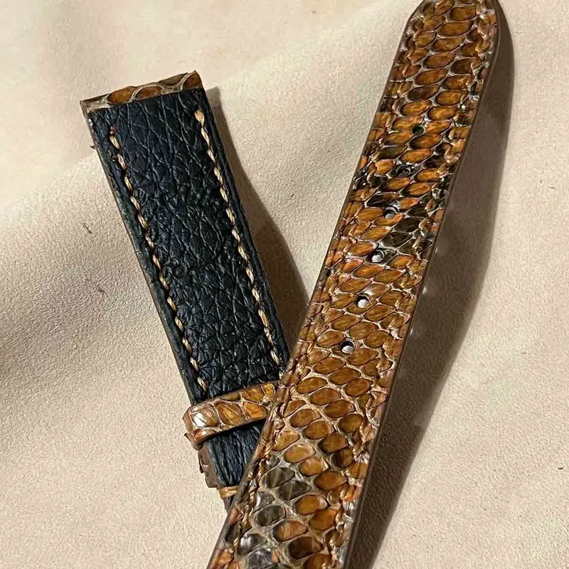 pyt-163 パイソン レザー 腕時計ベルト ブラウン (ラグ幅19mm