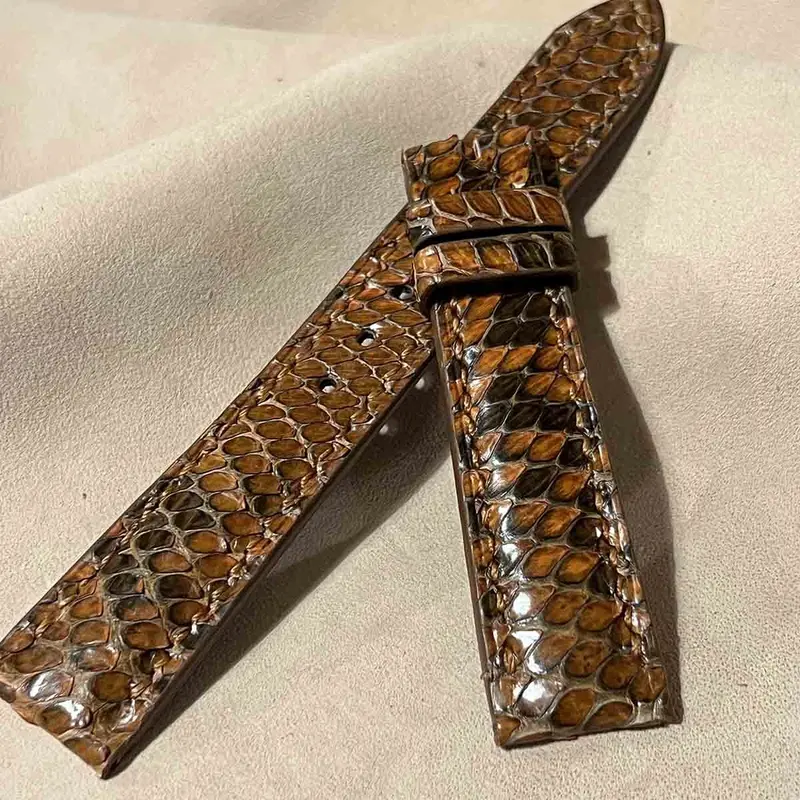 pyt-163 パイソン レザー 腕時計ベルト ブラウン (ラグ幅19mm
