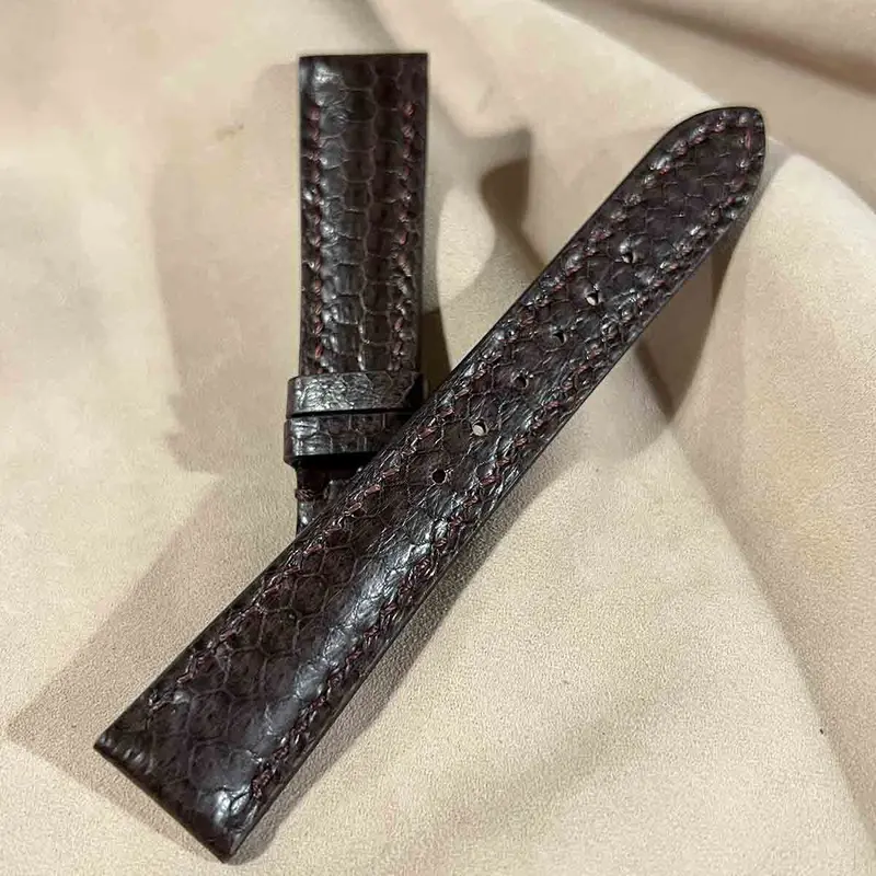 sna-73 シースネイク（ウミヘビ）腕時計ベルト ダークブラウン (ラグ幅