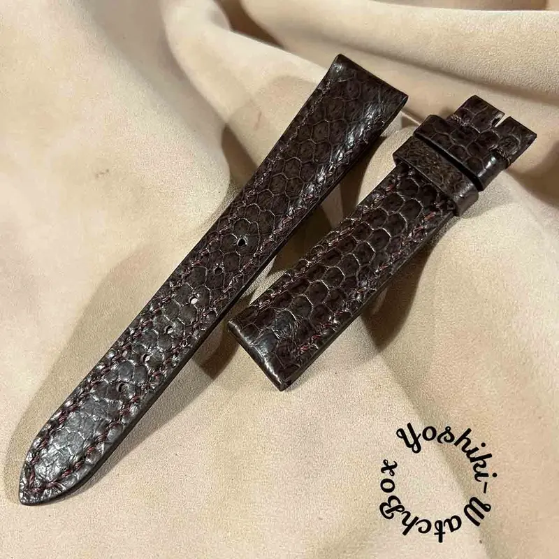 sna-73 シースネイク（ウミヘビ）腕時計ベルト ダークブラウン (ラグ幅