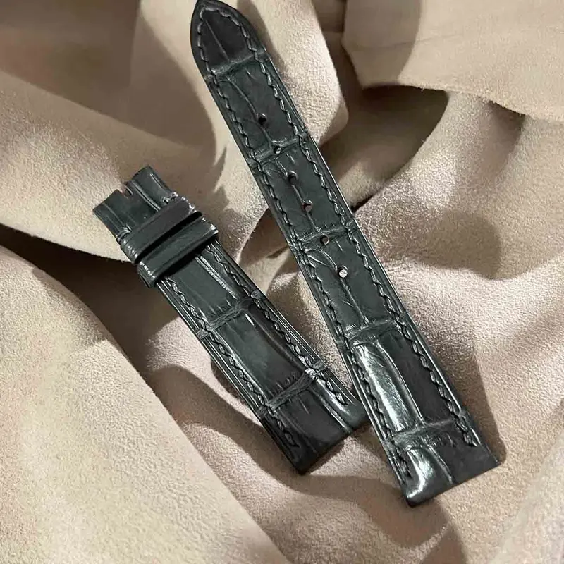cro-1081 クロコダイル レザー 腕時計 ベルト グレー (ラグ幅19mm