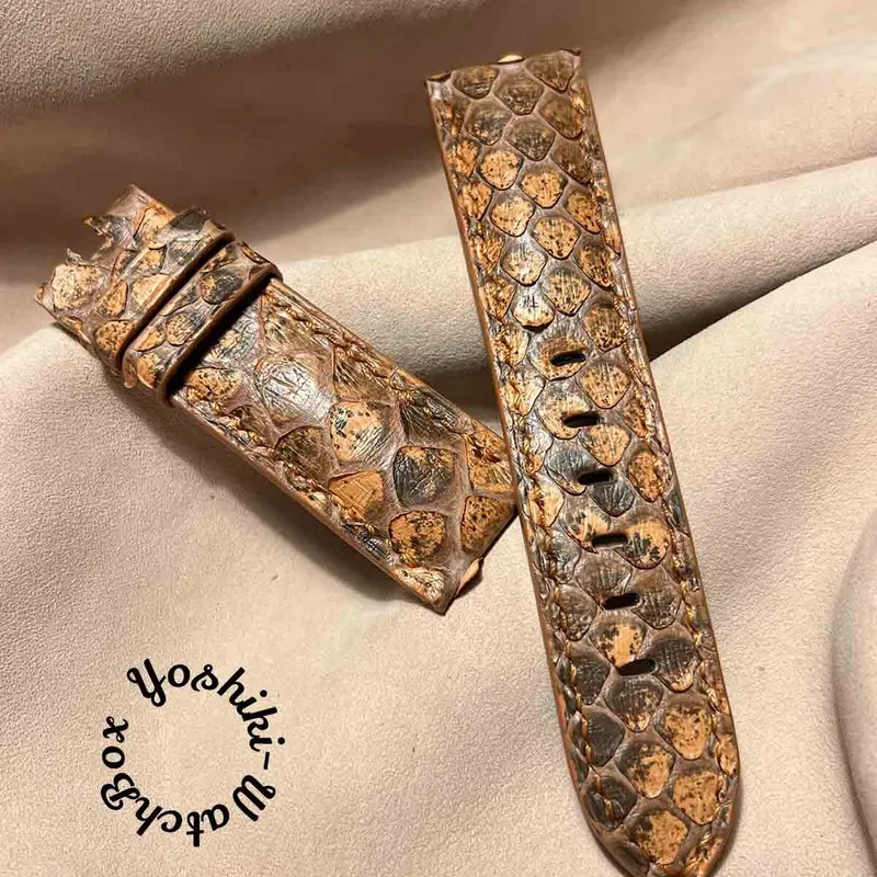 大特価!! pyt-145 (ラグ幅24mm) ライトブラウン 腕時計ベルト パイソン