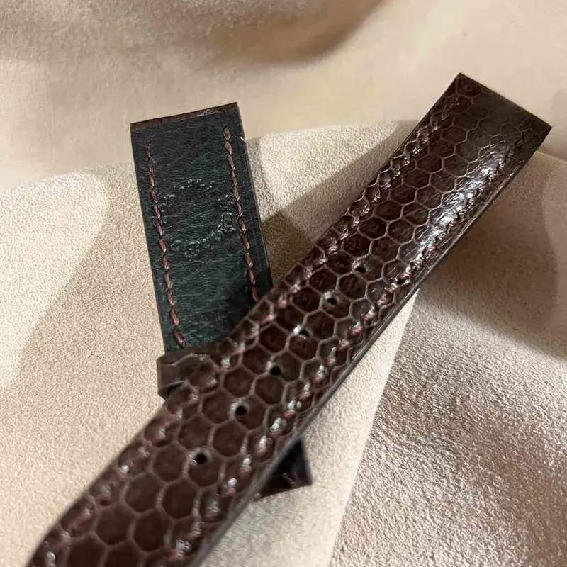 sna-76 シースネイク（ウミヘビ）腕時計ベルト ダークブラウン (ラグ幅