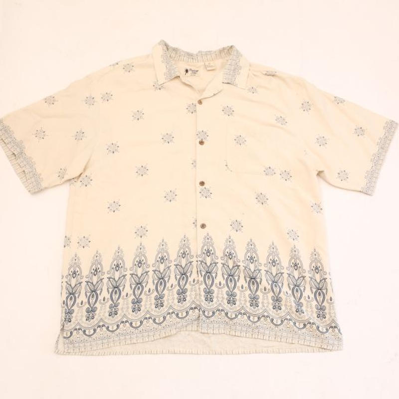 シルク 開襟 半袖シャツ Silk Baroque Pattern S/S Shirt |
