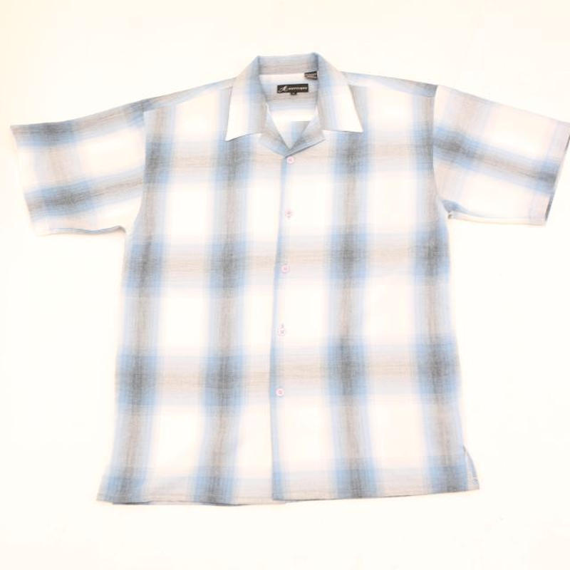 90s オンブレチェック 半袖シャツ Ombre Check S/S Shirt | Blue