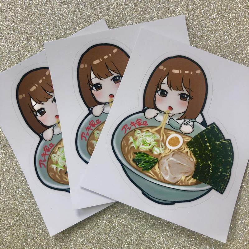 独ヲタ女子アッキー*ラーメンステッカー3枚セット【2020年5月25日以降発送】