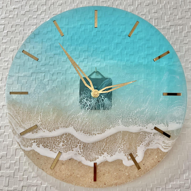 軽量+ストレッチ性+吸水速乾 サンセットビーチ 壁掛け時計 海アート