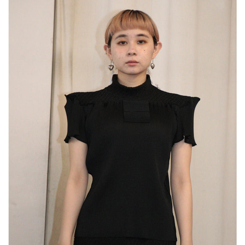 kotohayokozawa Shrink short sleeve top (BLA...