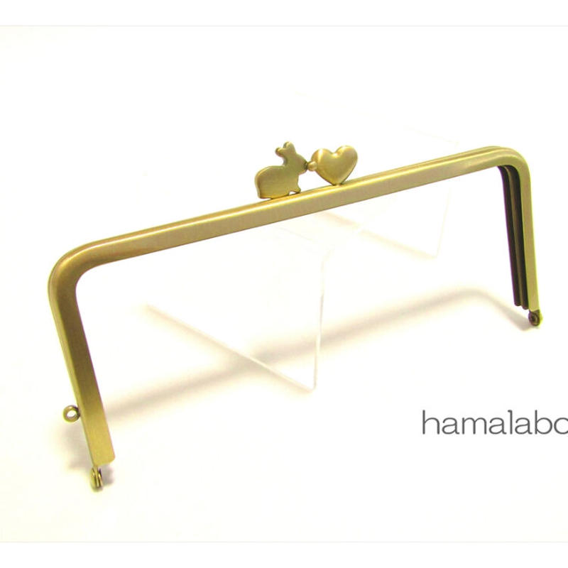 HA-2005】ハートうさぎ(ウサラブ)の口金 18cm/角型(アンティーク