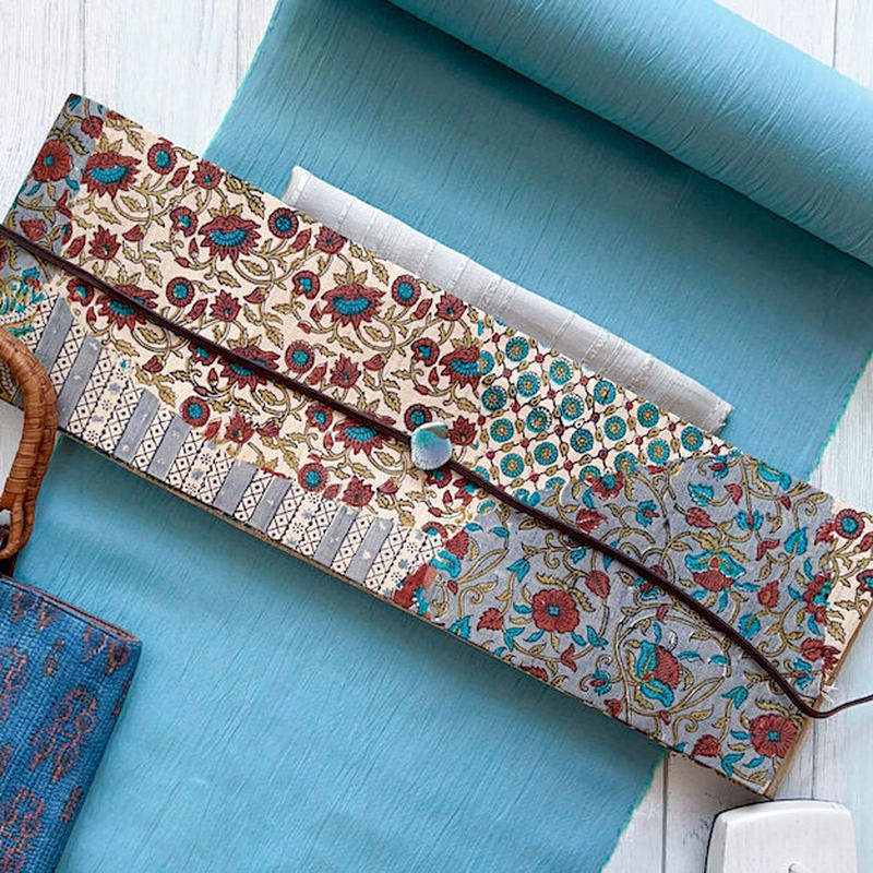 ギャラリー凛 半幅帯 刺繍 タッサーシルク パッチワーク