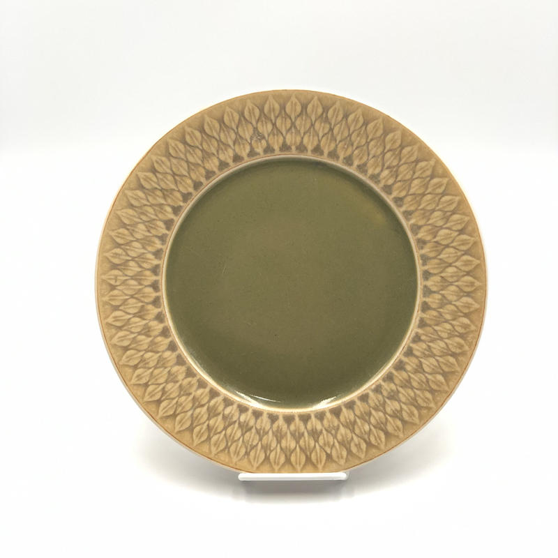 濃いピンク系統 クイストゴー レリーフ プレート グリーン 21cm 3枚