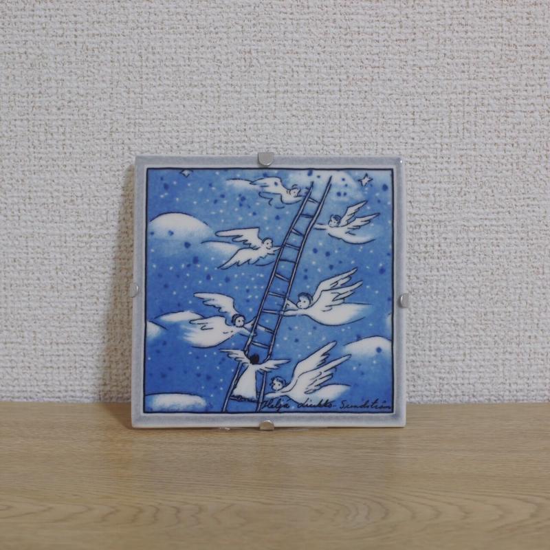 【Vintage品】アラビア ARABIA ヘルヤ・リウッコ Heljä Liukko-Sundström 陶板画 Tikapuu はしご 天使 星5