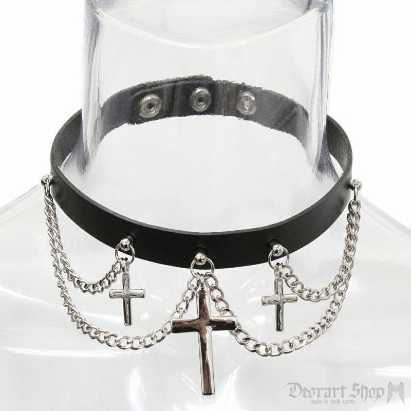 Deorart】cross 2chain choker クロス 2連チェーン チョーカー（B...