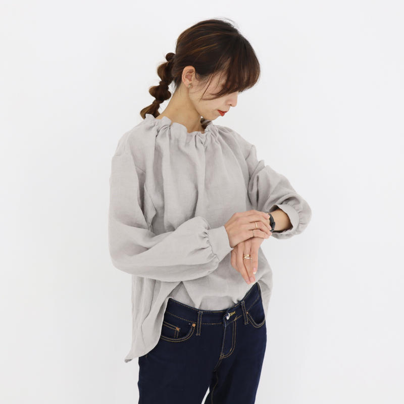 ベルギーリネン切替ギャザーブラウス | culto.pro