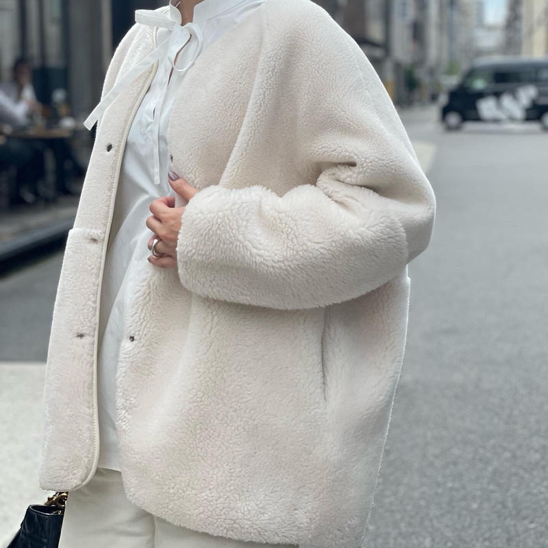 hyke ボアコート ファー ロング オフホワイト ホワイト 白 ボア コート