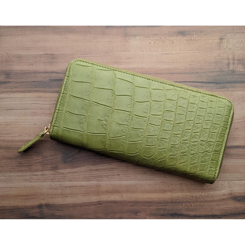Sサイズ【クロコダイル】 ラウンドファスナー ロングウォレット 長財布