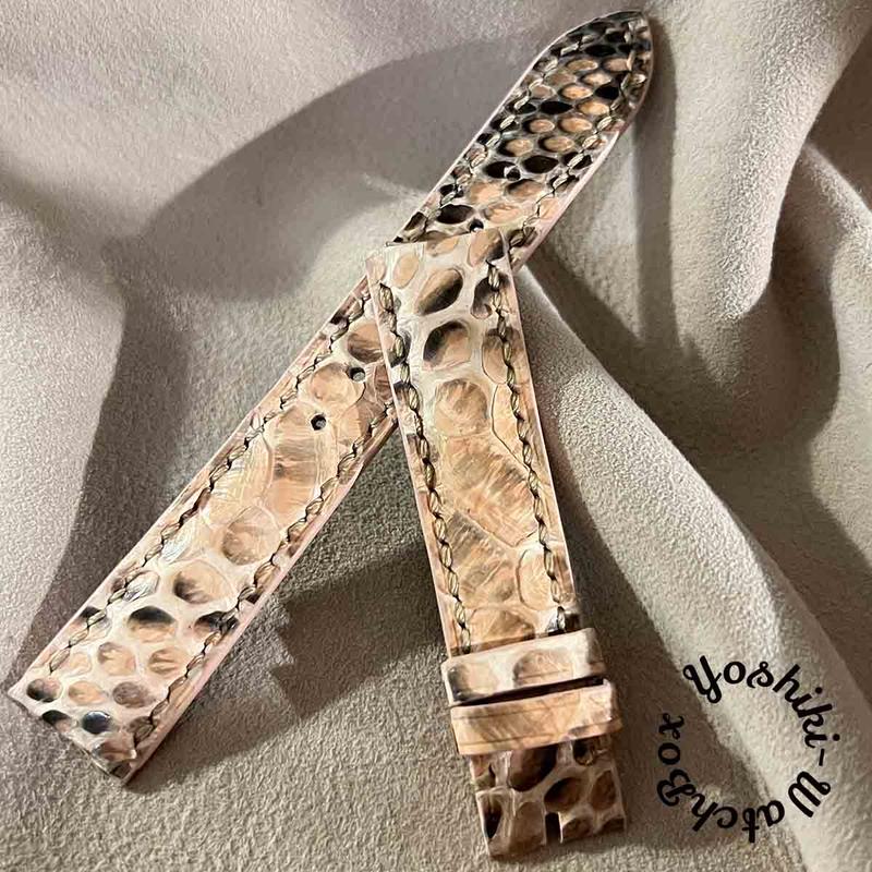 pyt-130 パイソン レザー 腕時計ベルト ライトピンク (ラグ幅18mm