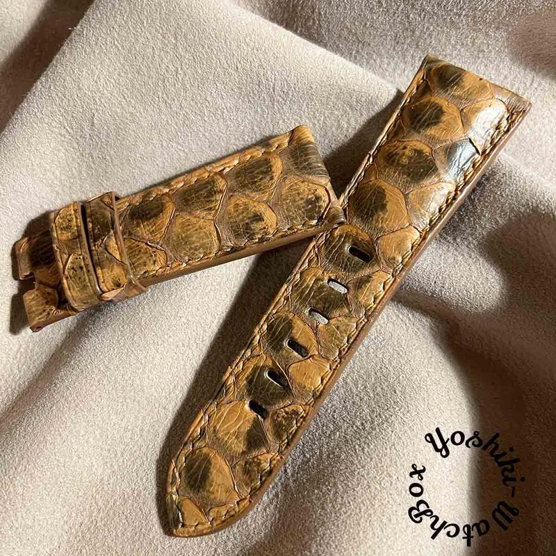 pyt-135 パイソン レザー 腕時計ベルト ブラウン (ラグ幅26mm