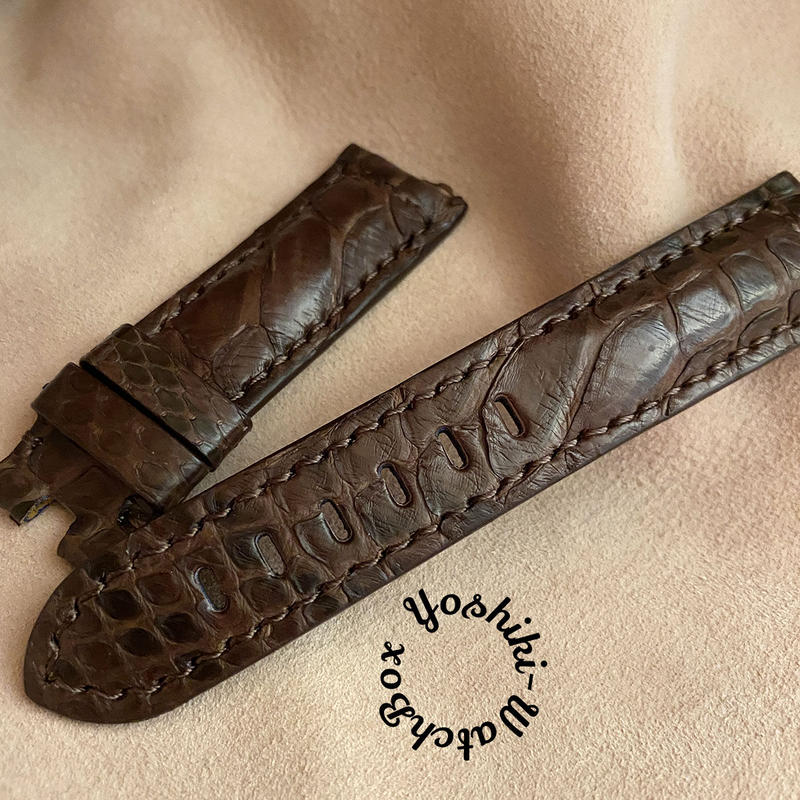 パイソン レザー 腕時計ベルト ブラウン (ラグ幅22mm - バックル幅20mm