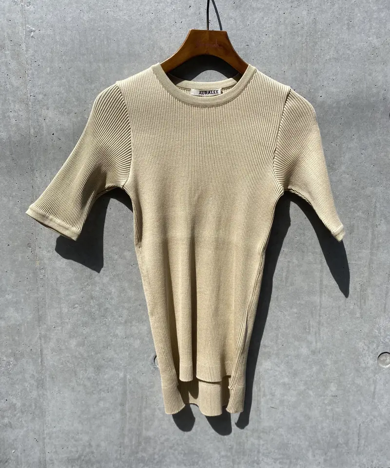 AURALEE(WOMEN`S) / GIZA HIGH GAUGE RIB KNIT TEE...