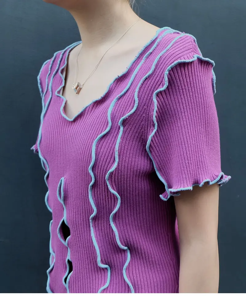 【shury】remake frill line knit