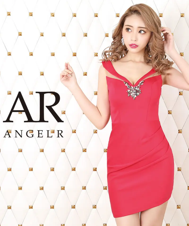 フロントビジューシアーデザインタイトミニドレス]AngelR(エンジェル