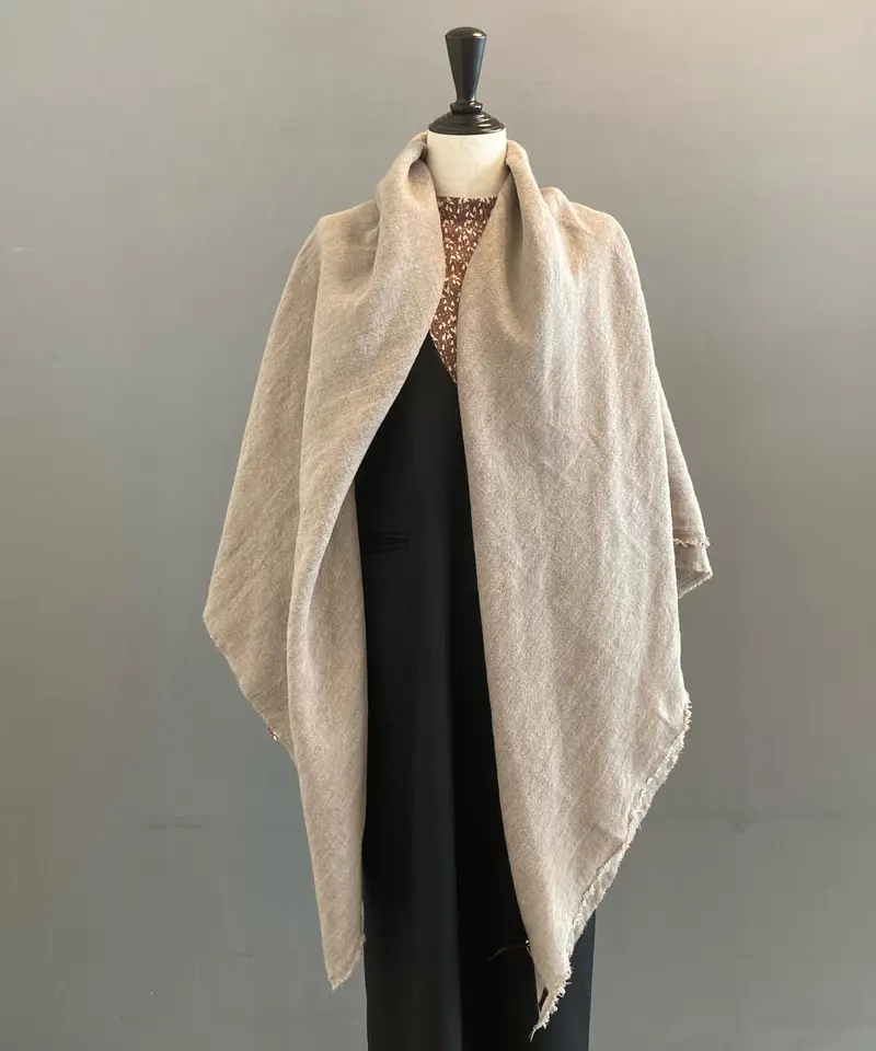 unisex>Honnete（オネット）WIDE STOLEウールリネンワイドストール(HO...
