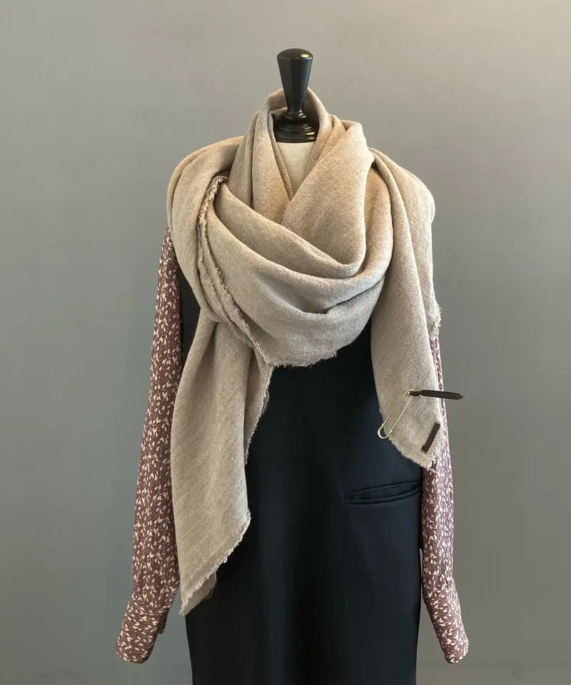 unisex>Honnete（オネット）WIDE STOLEウールリネンワイドストール(HO...