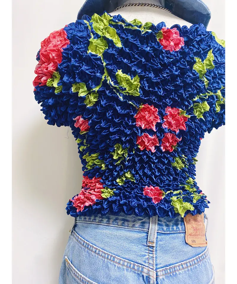 2200530 Vintage 花柄ポップコーントップス NAV F | ERA vintage