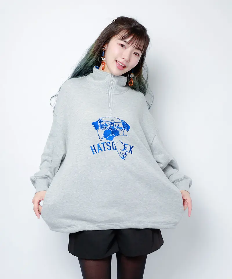 Hatsunex バイカラーKOHADA Zipプルオーバー（グレー×ブルー） | HATSU...