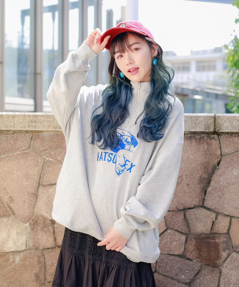 Hatsunex バイカラーKOHADA Zipプルオーバー（グレー×ブルー） | HATSU...