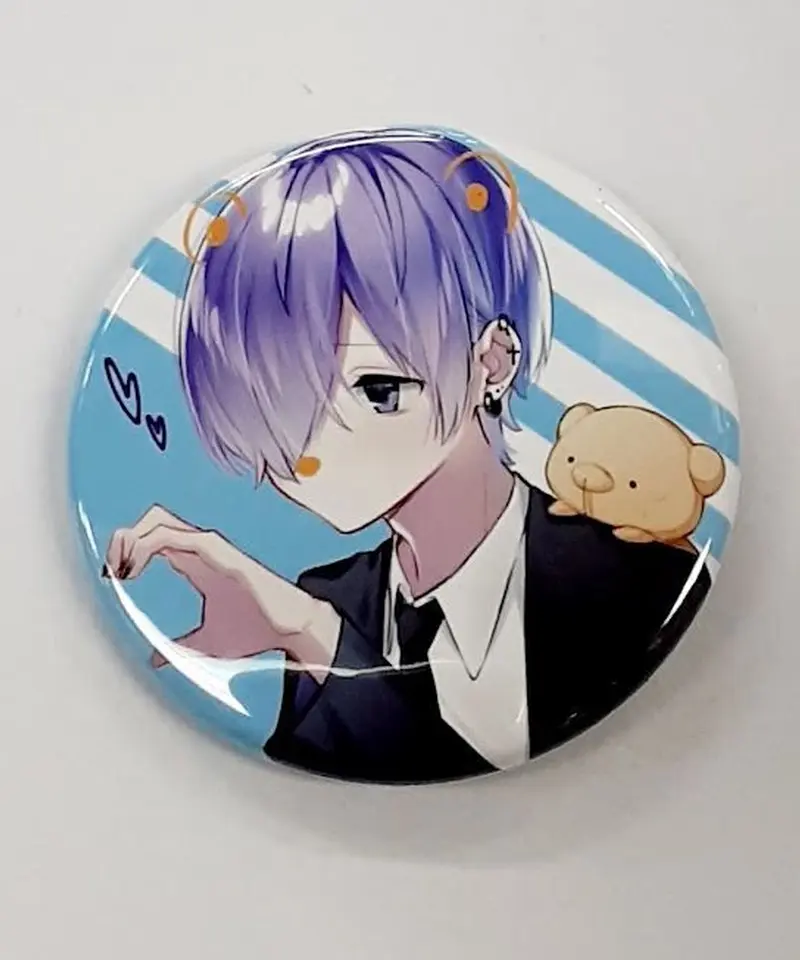 キズ有】ゆきむら。ナイトメア 缶バッジ(背景 縞模様水色) | K-BOOKS K