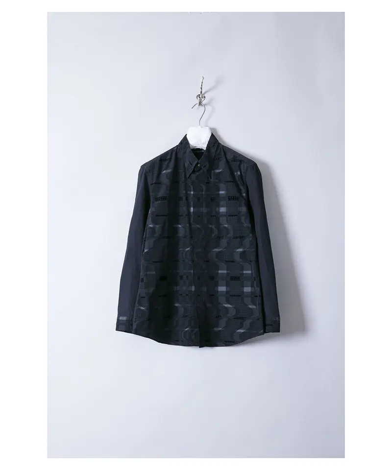 ISSEY MIYAKE MEN/イッセイミヤケメン/幾何学模様シャツ/ブラック