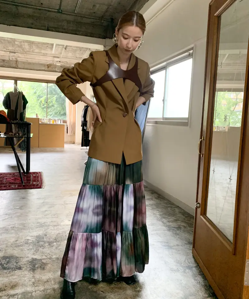 FUMIE TANAKA マーブル ティアード スカート