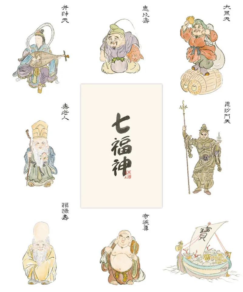 絵はがき 七福神 1「七福神」セット 8枚入り | 【京はし 満津金】東京 ...