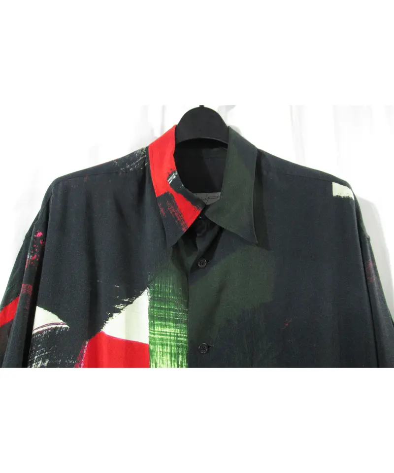 16ss yohji yamamoto pour homme 朝倉優佳ペイント ロングブラウス...