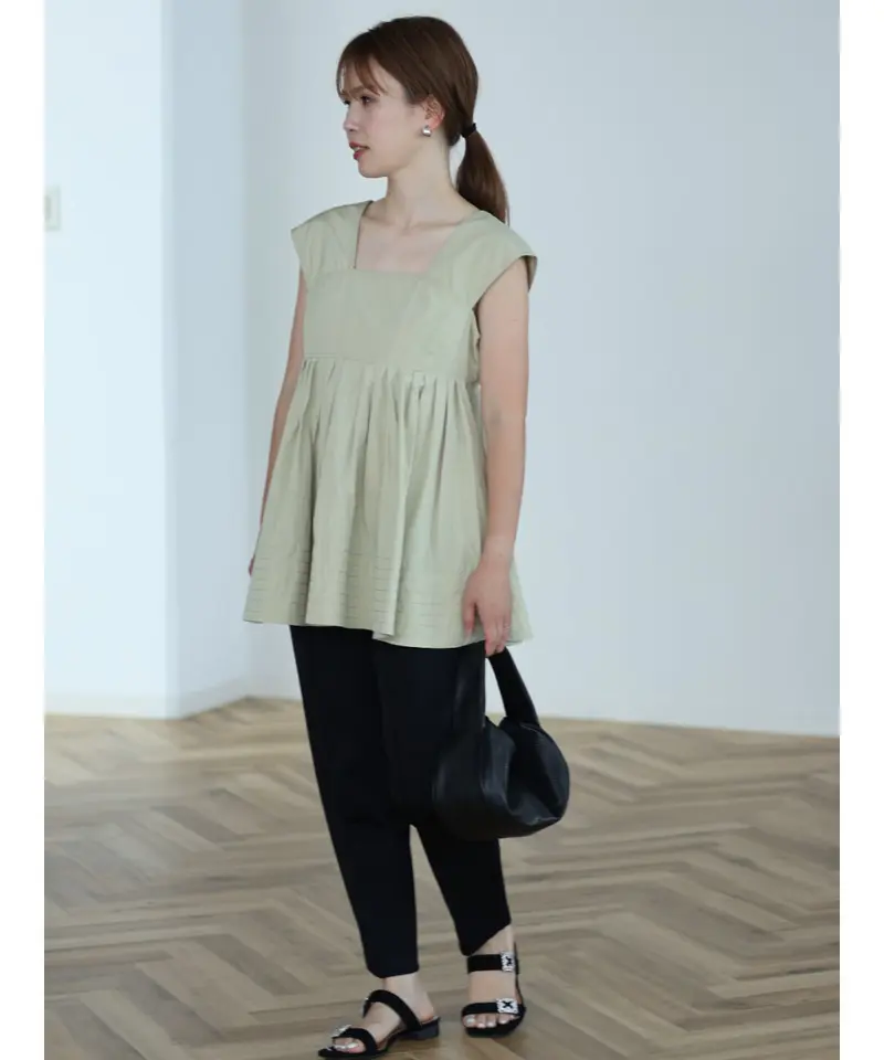 最安値 ohga EMPIRE TOPS カーキ シャツ/ブラウス(半袖/袖なし