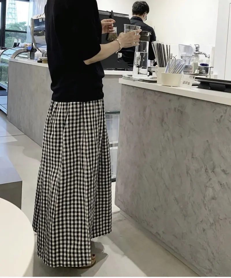 ギンガムチェックワイドパンツ フリーサイズ - 通販 - guianegro.com.br