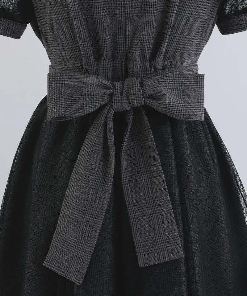 ドットチュールカットアウトワンピース | pium