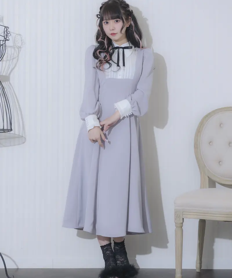 pium マーメイドフレアカフェワンピ