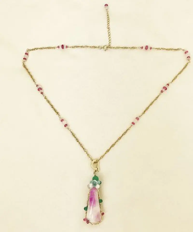 天然石 ネックレス コバルトカルサイト（モロッコ産）エメラルド