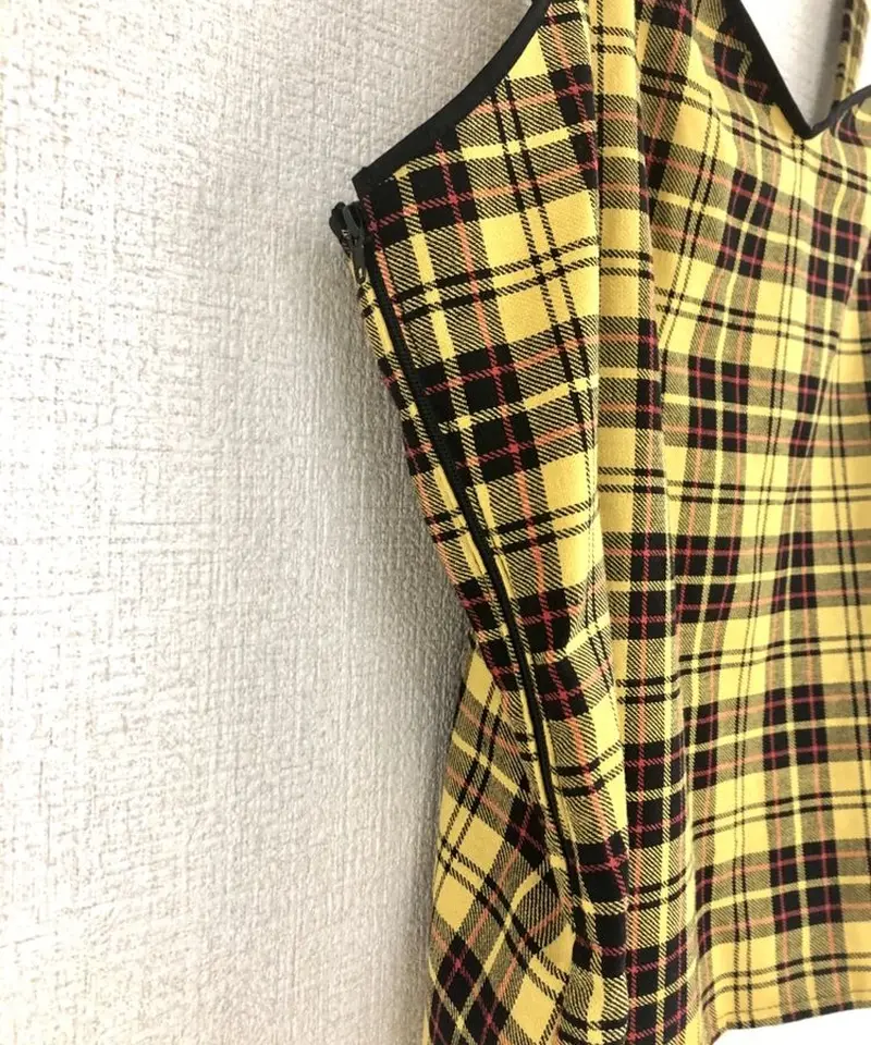 タータンチェック パンツセットアップ/イエロー