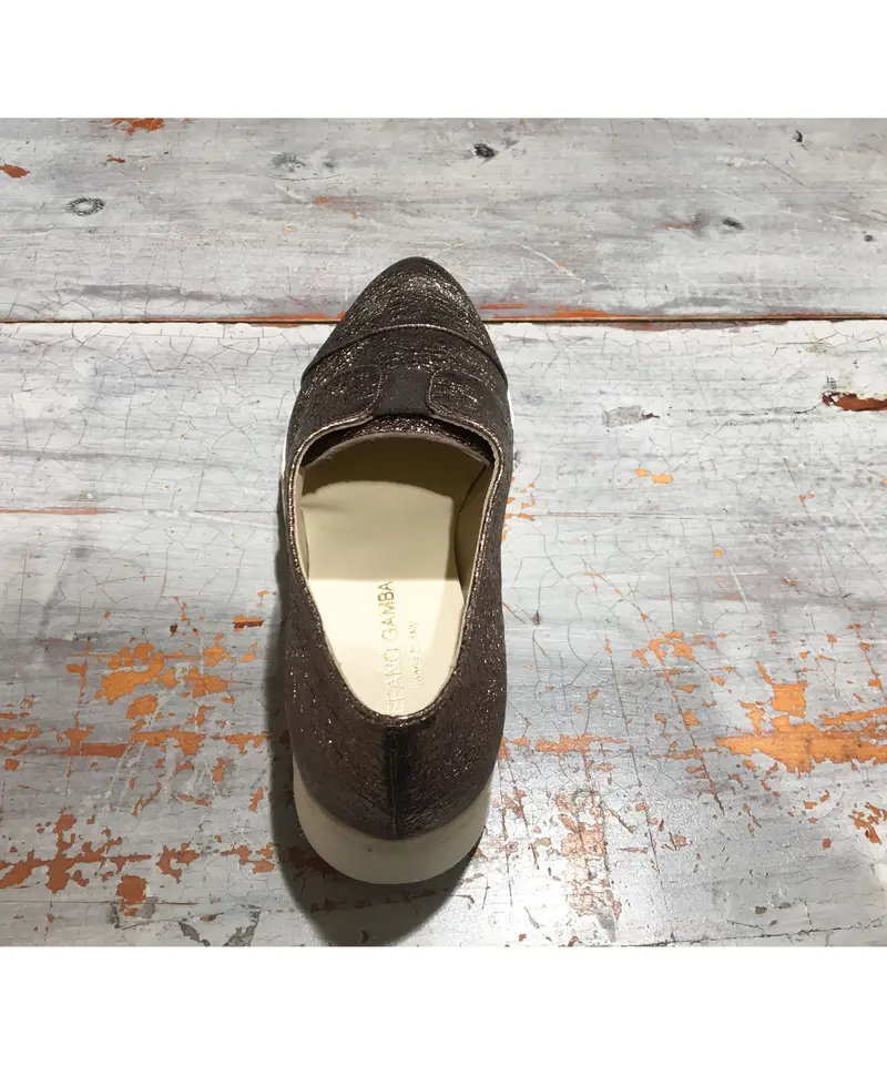 Stefano Gambaスリッポン/メタリックレザー/ブラウン | ETTA