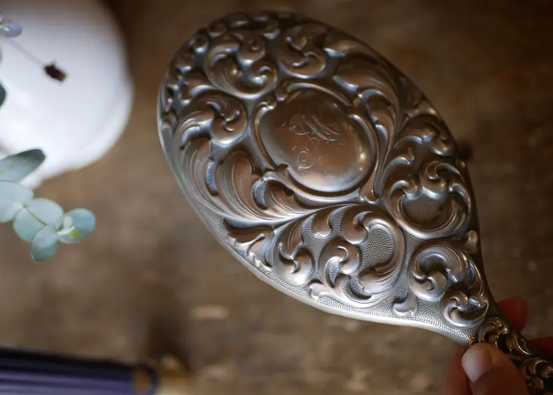 モノグラム アンティークミラー 手鏡 フランスアンティーク | mamantique