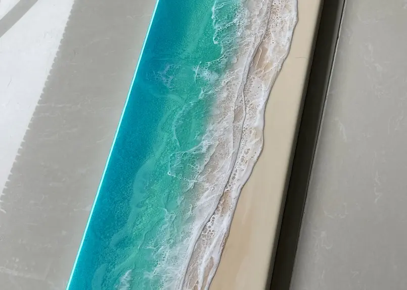 ☆現品 レジンアート【波のキャンパス】 エメラルドグリーンオーシャン