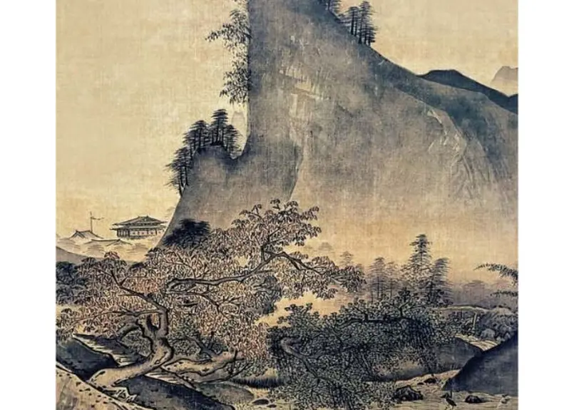 掛け軸 水墨山水 筆者清水繁