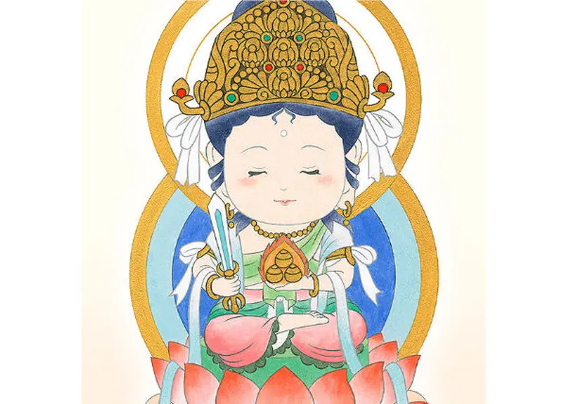 仏画色紙額】虚空蔵菩薩 丑(うし)年・寅(とら)年生まれの守り御本尊