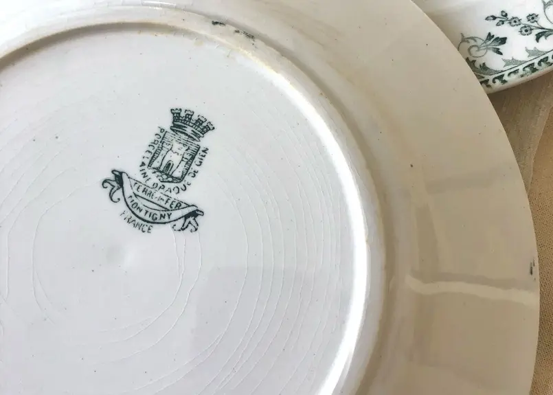 ○アンティーク19世紀後半○ディナープレート○GIEN／ジアン窯