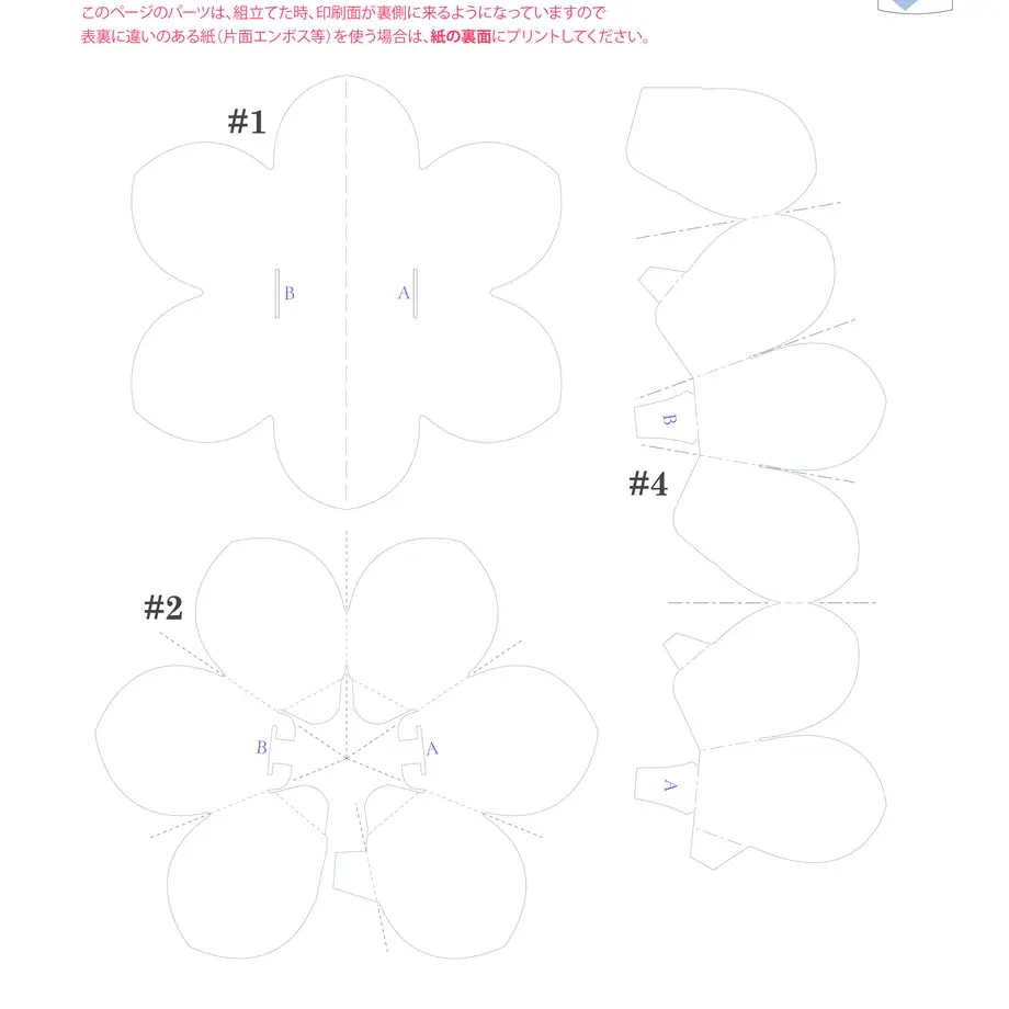 【ダウンロード版の型紙】 (ポップアップカード) お花とハート [PDFファイル] Ka...